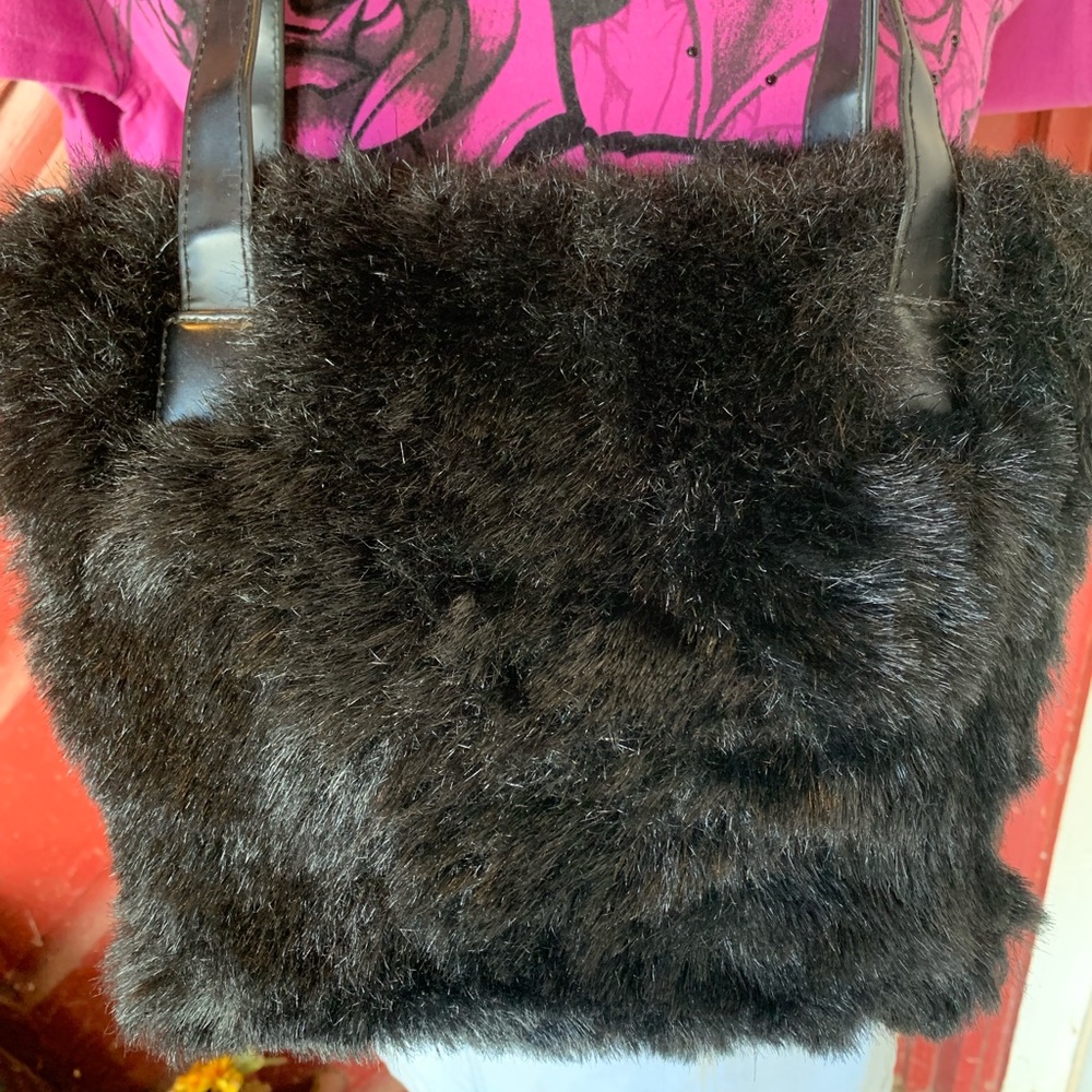 Vintage Americana by Sharif Black Faux Fur Shoulder Purse – One-of-a-Kind